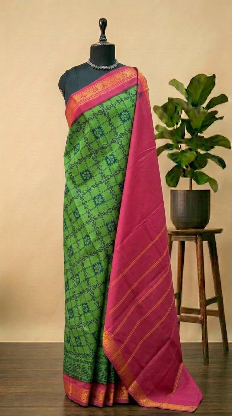 Green Sungudi Cotton Saree