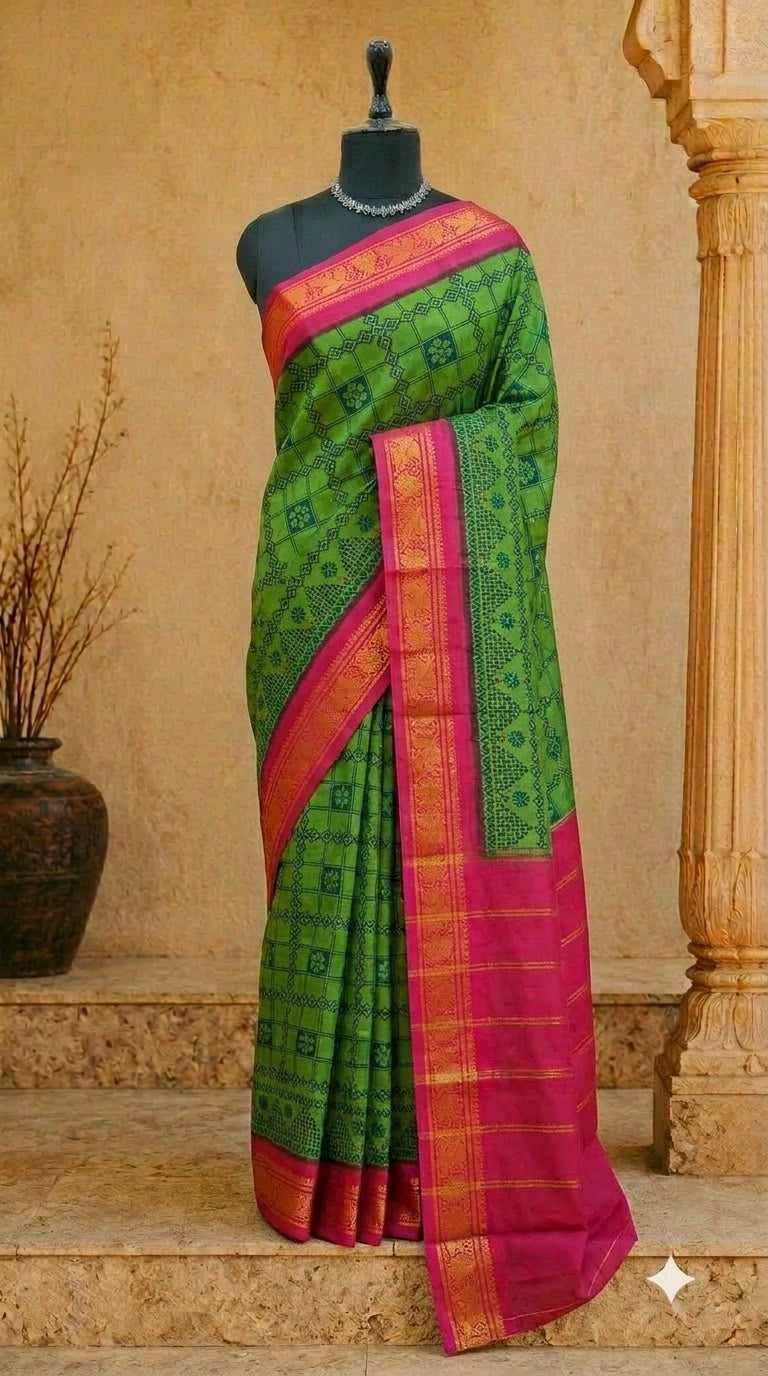 Green Sungudi Cotton Saree
