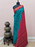 Teal Blue Sungudi Cotton Saree 