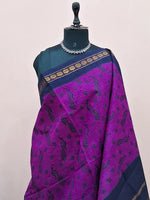 Elegant raspberry Sungudi cotton saree 1