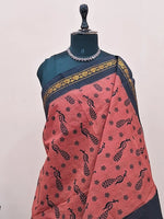 Dark Peach Sungudi Cotton Saree 1