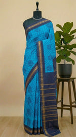 Caribbean Blue Sungudi Cotton Saree 