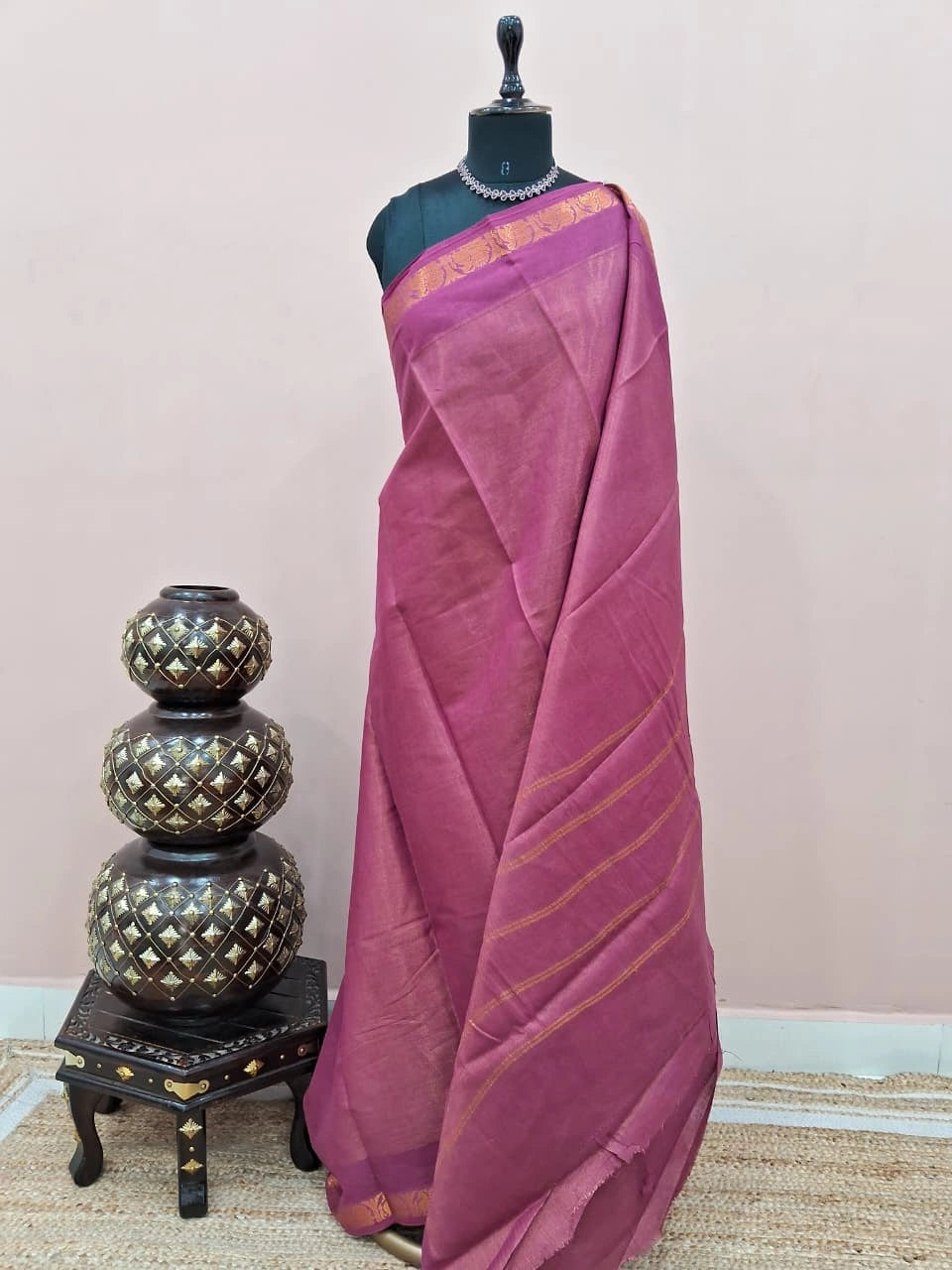 Onion Pink Sungudi Cotton Saree 