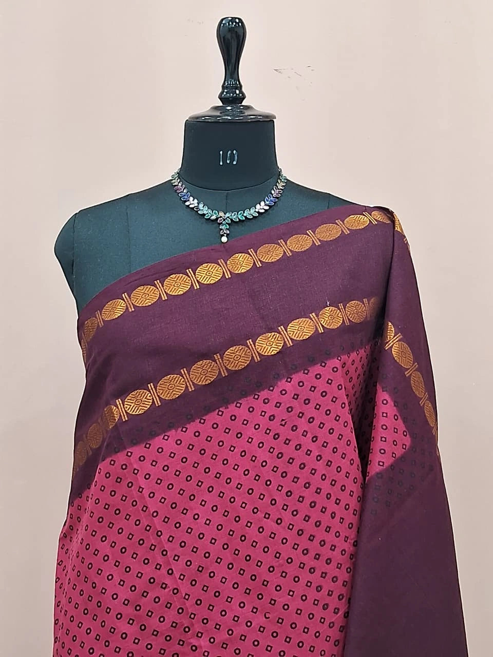 Pink Sungudi Cotton Saree 1