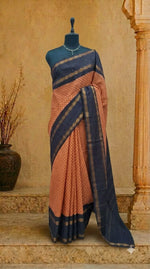Light Orange Sungudi Cotton Saree 