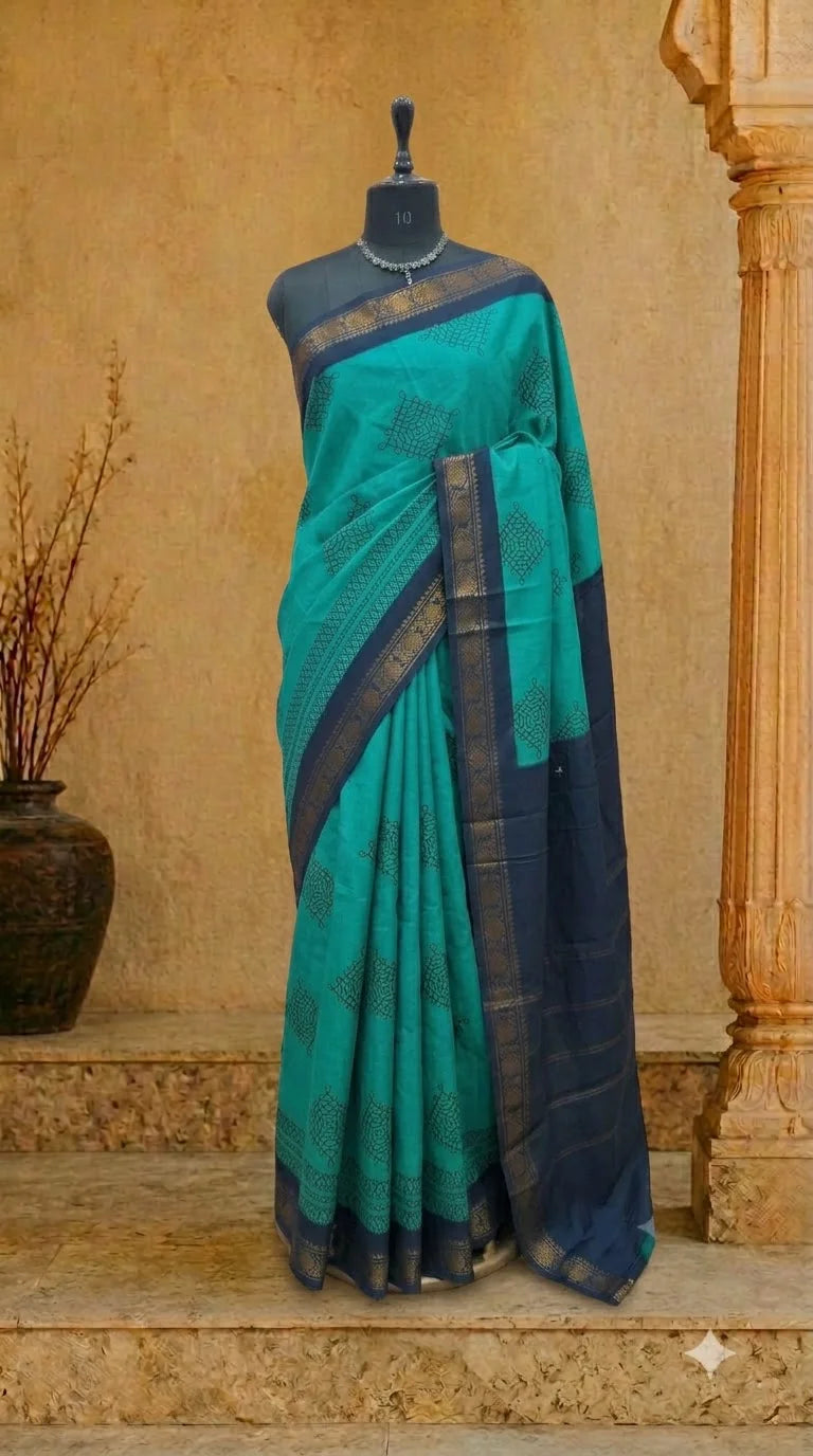 Rama Green Sungundi Cotton Saree 