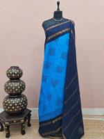 Ocean Blue Sungundi Cotton Saree 