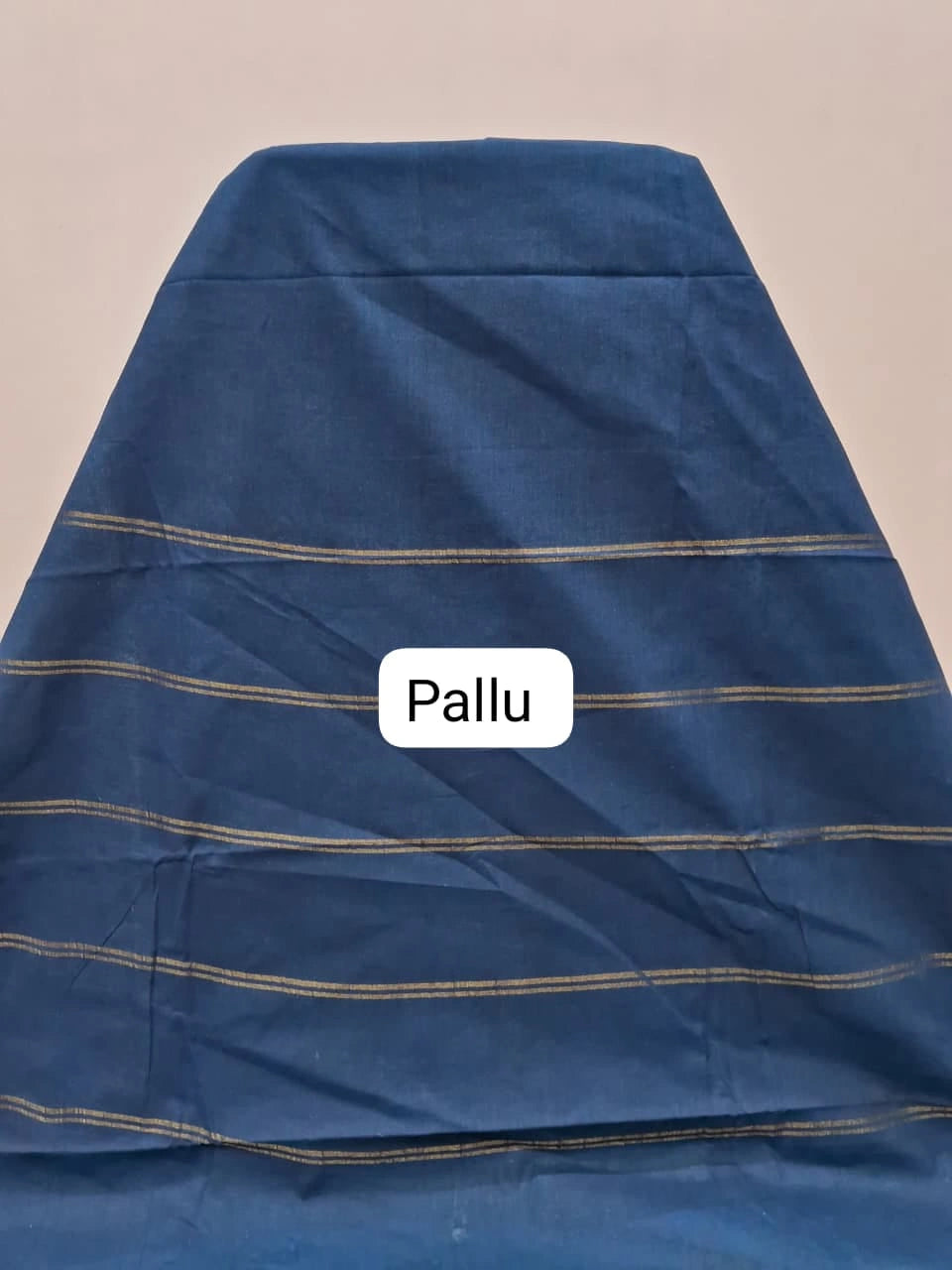 Ocean Blue Sungundi Cotton Saree pallu