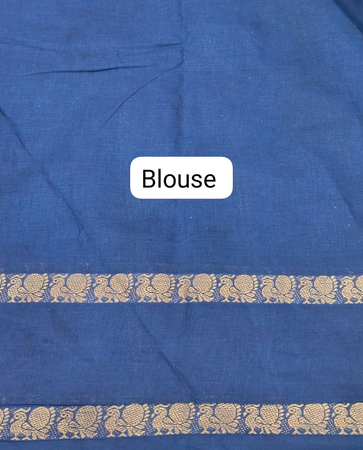 Ocean Blue Sungundi Cotton Saree blouse