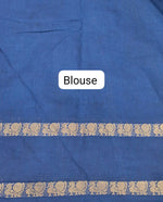 Ocean Blue Sungundi Cotton Saree blouse