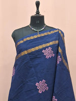 Deep Navy Blue Sungudi Cotton Saree 1