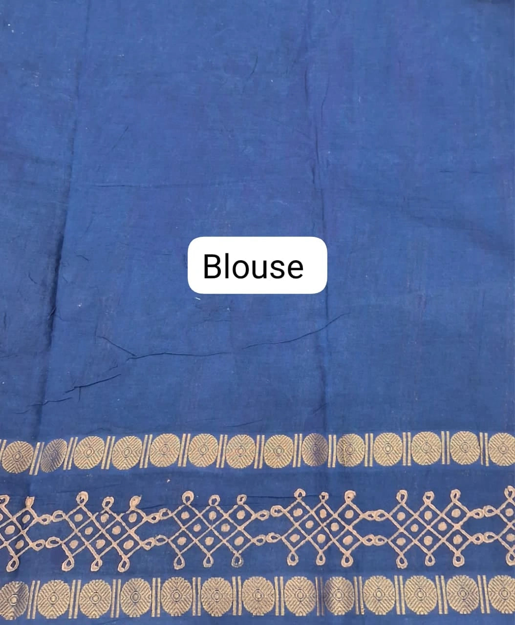 Deep Navy Blue Sungudi Cotton Saree blouse
