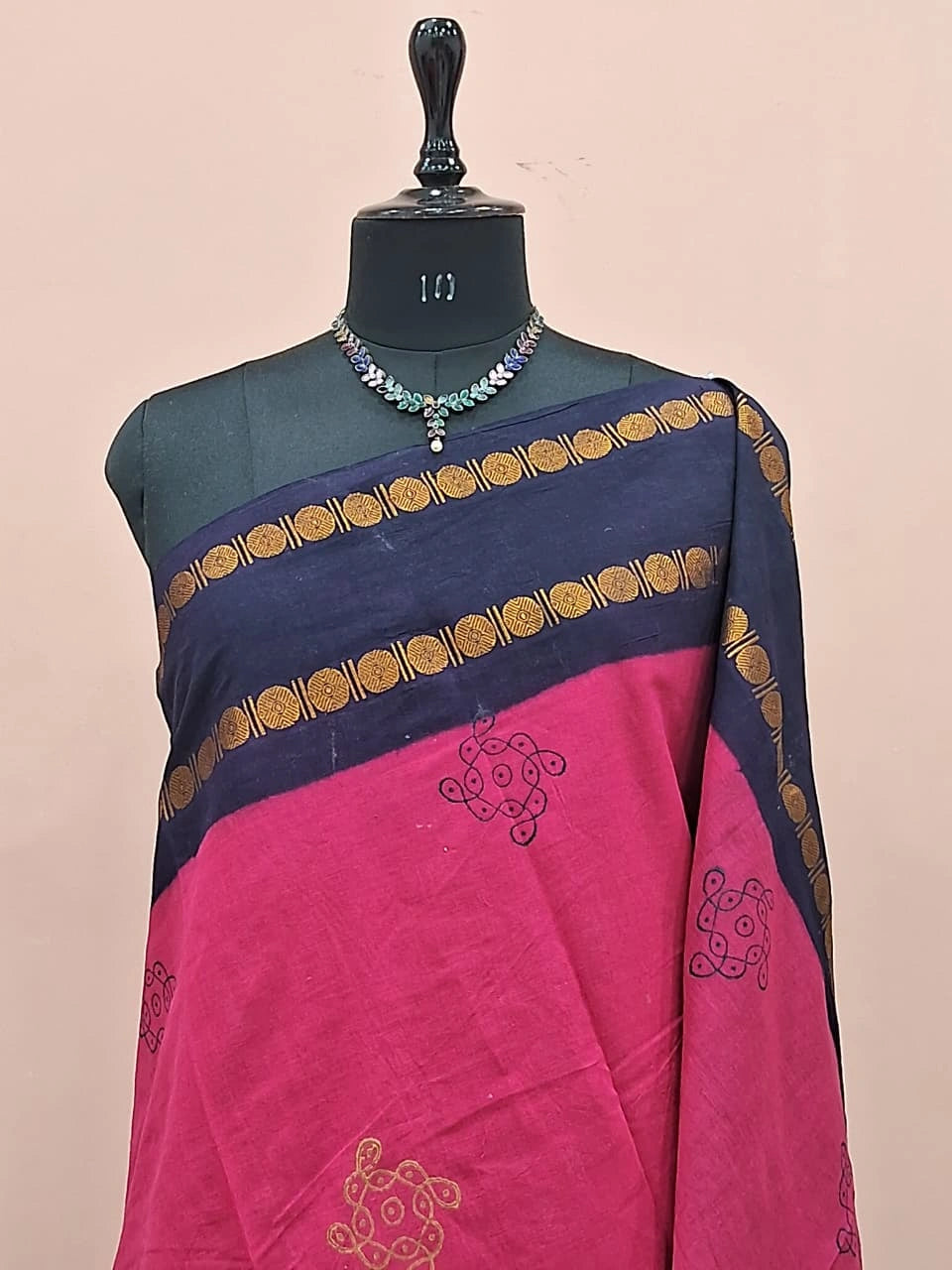 Rani Pink Sungudi Cotton Saree 1