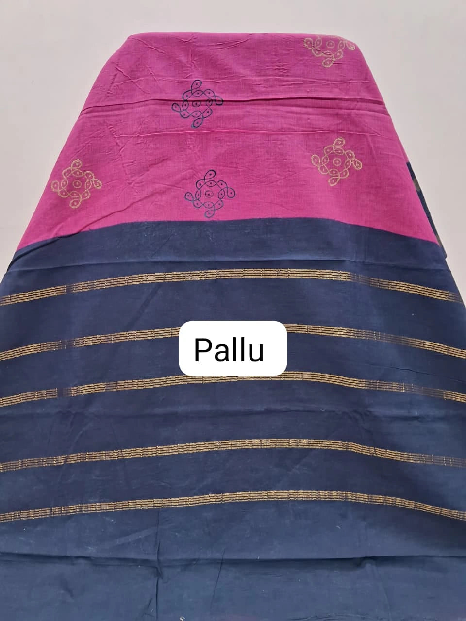 Rani Pink Sungudi Cotton Saree pallu