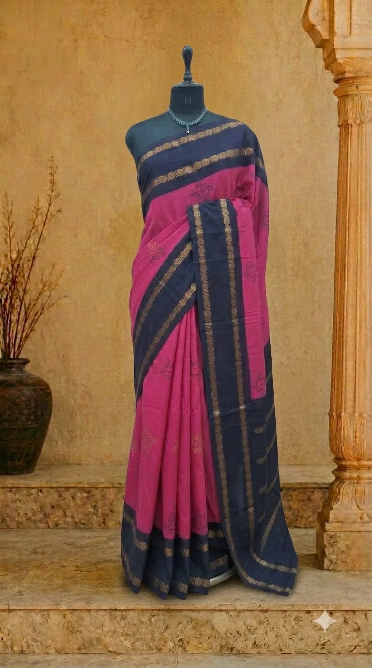 Black Sungudi Cotton Saree 