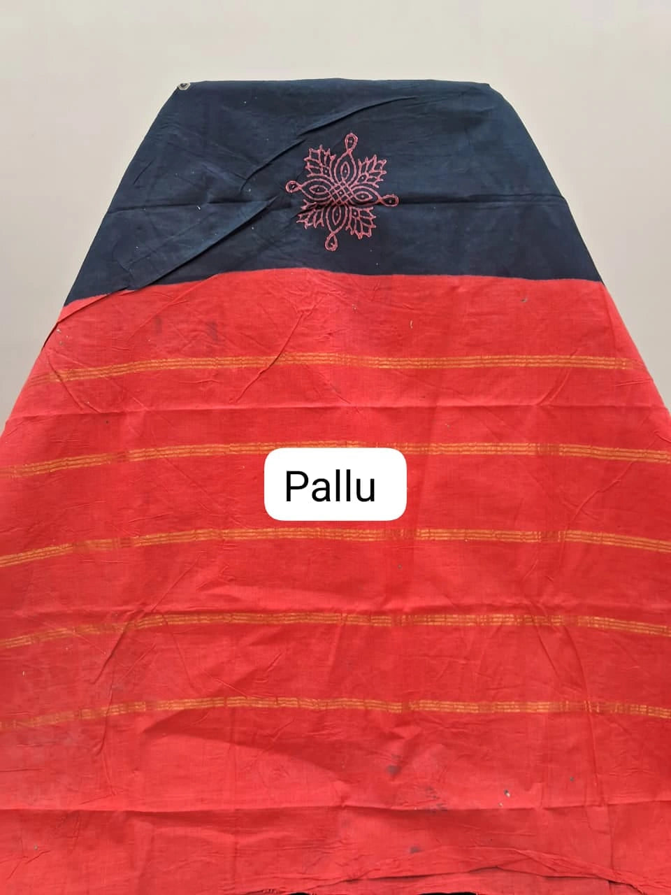 Black Sungudi Cotton Saree pallu
