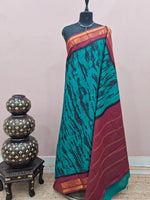 Teal Blue Sungudi Cotton Saree 