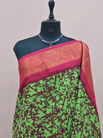 Bright Green Sungudi Cotton Saree 1