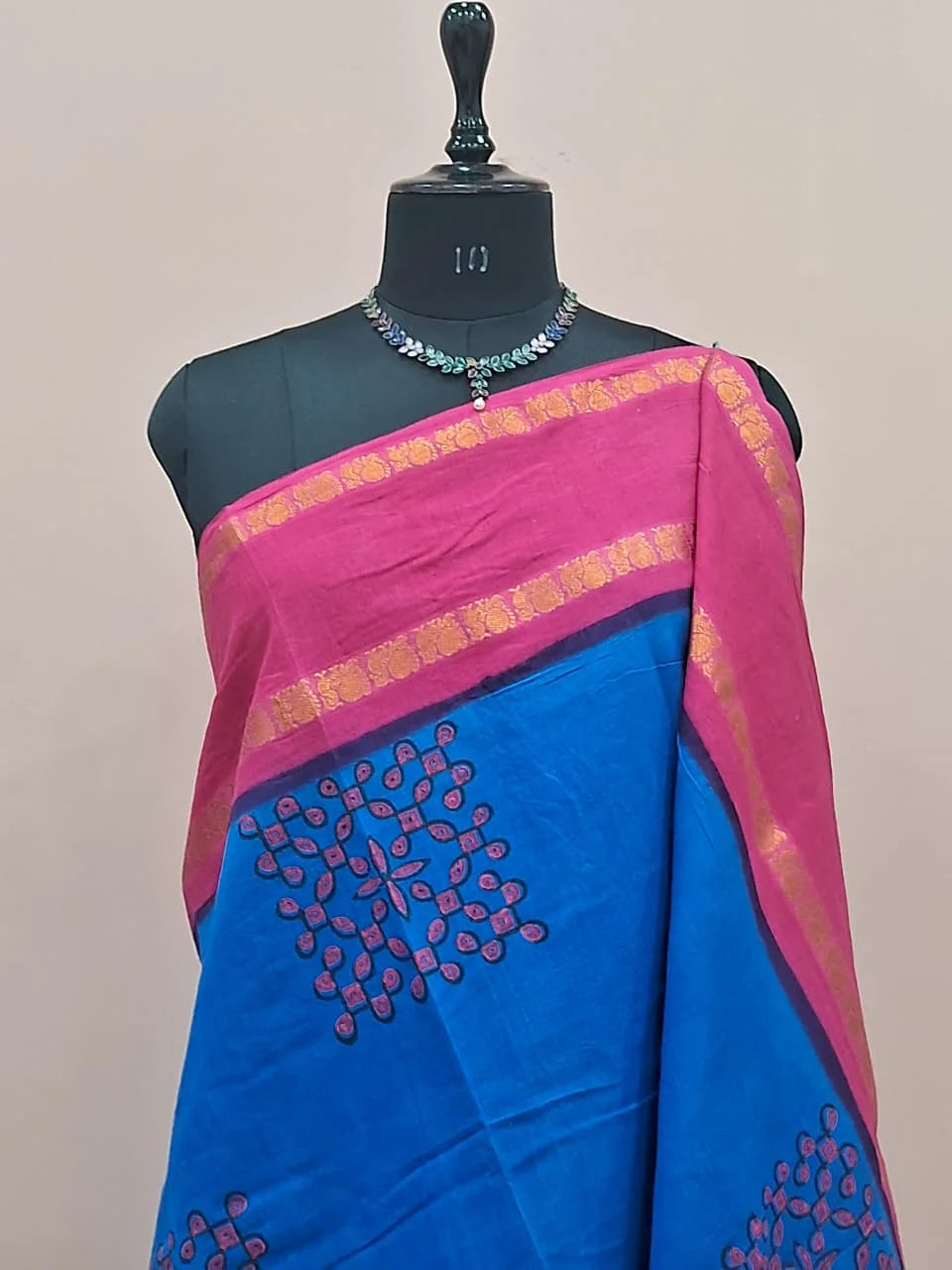 Royal Blue Sungudi Cotton Saree 1