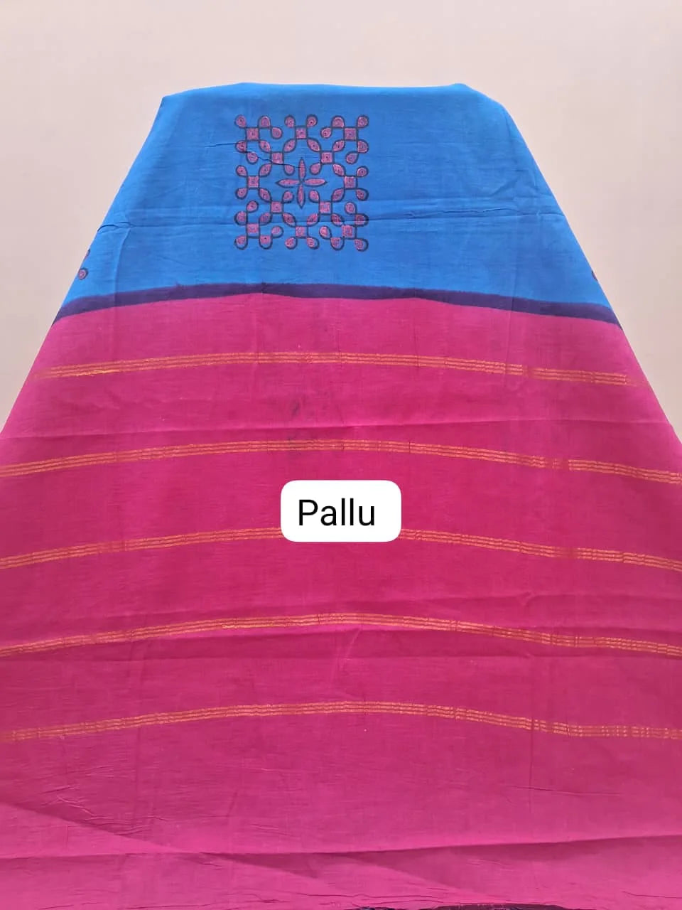 Royal Blue Sungudi Cotton Saree Pallu