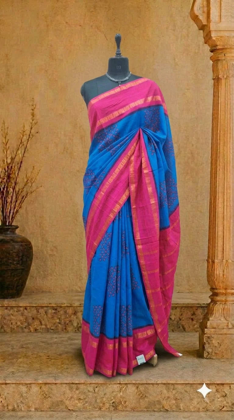 Royal Blue Sungudi Cotton Saree 