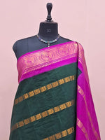 Bottle Green Sungudi Cotton Saree 1