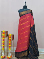 Dark Peach Sungudi Cotton Saree 