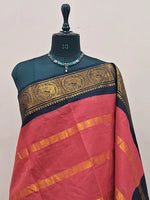 Dark Peach Sungudi Cotton Saree 1