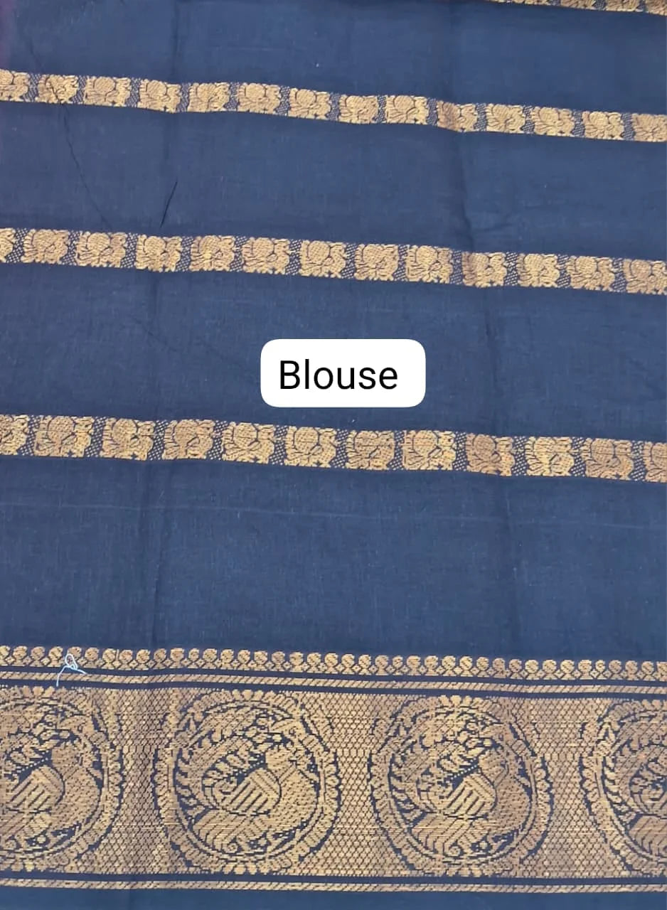 Dark Peach Sungudi Cotton Saree blouse