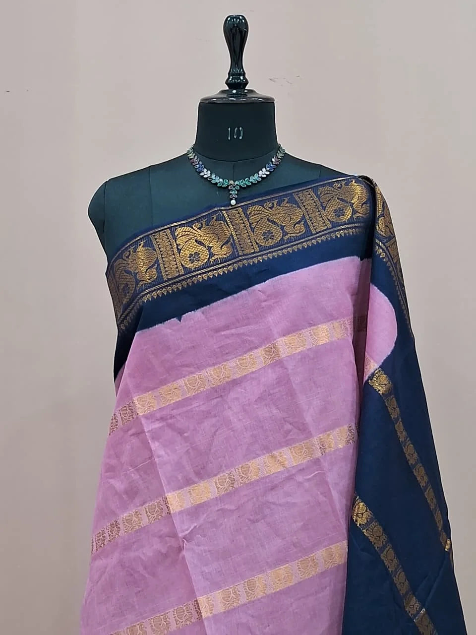 Baby Pink Sungudi Cotton Saree 1