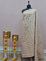 Off-White Sungudi Cotton Saree 