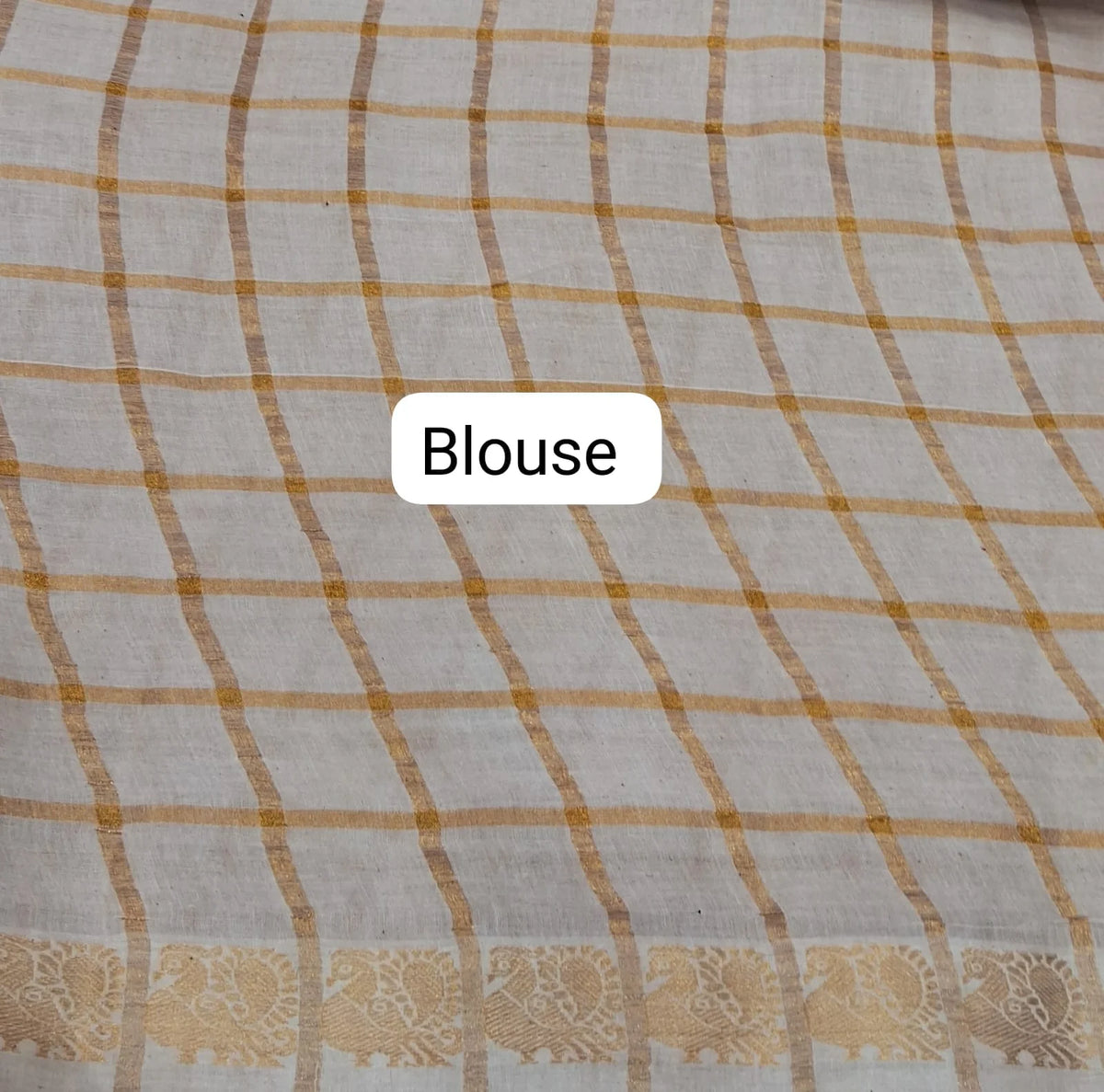 Off-White Sungudi Cotton Saree blouse
