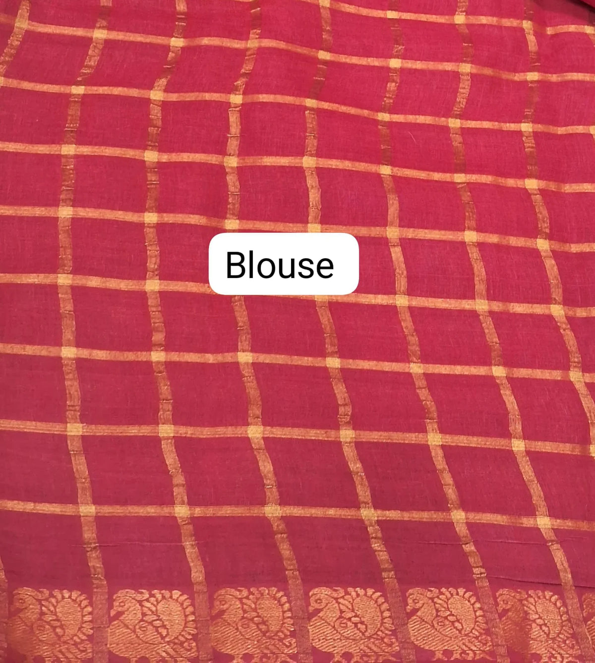 Rust Red Sungudi Cotton Saree blouse