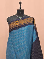 Cornflower Blue Sungudi Cotton Saree 1