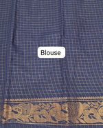 Cornflower Blue Sungudi Cotton Saree blouse