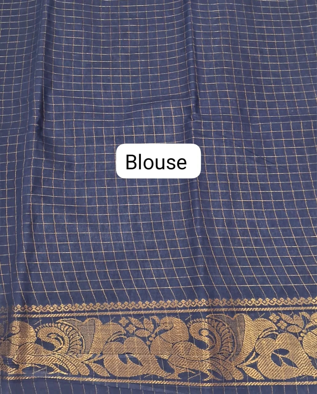 Cornflower Blue Sungudi Cotton Saree blouse