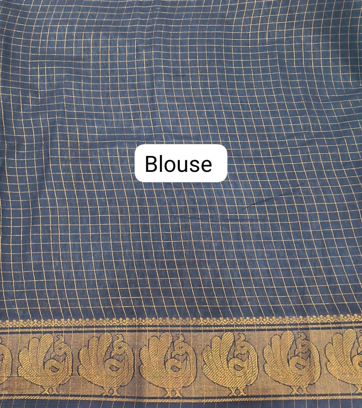Teal Blue Sungudi Cotton Saree blouse