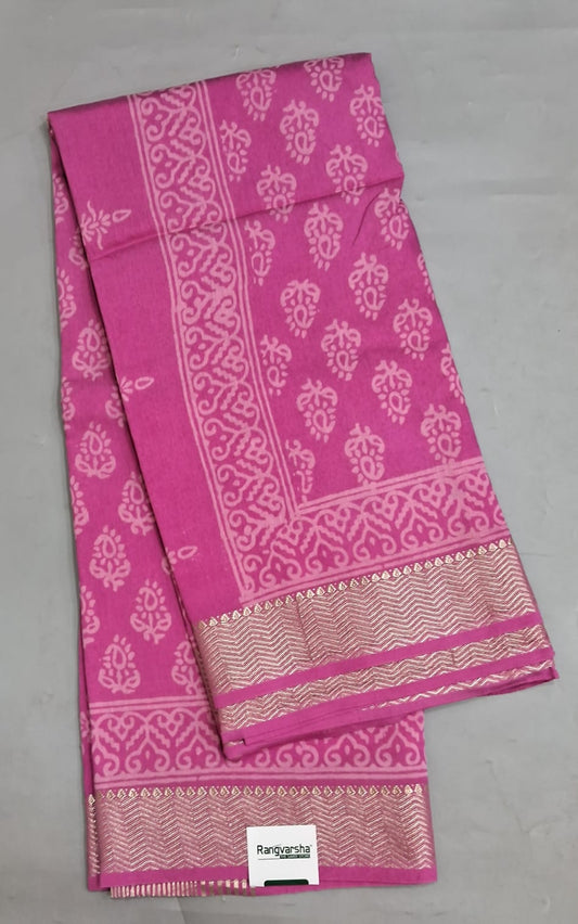 Pink Maheshwari Cotton Saree