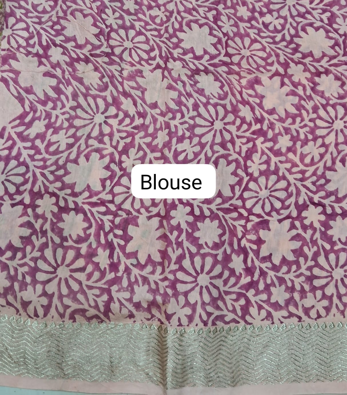 Peach Maheshwari Cotton Saree blouse