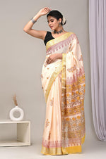 Peach Maheshwari Cotton Saree 