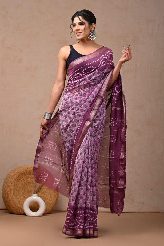 Onion Pink Maheswari Silk Cotton Saree