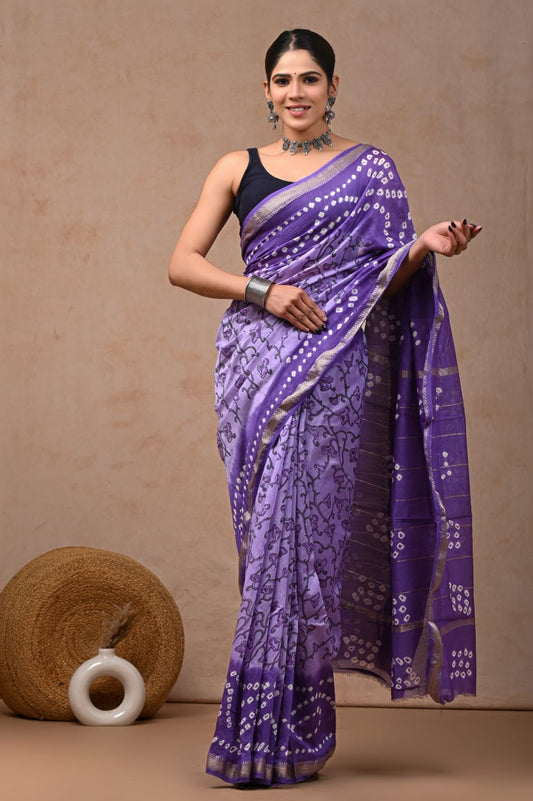 Lavender Maheshwari Silk Cotton Saree