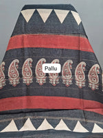 Black Maheshwari Silk Cotton Saree pallu