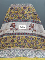 Mango Yellow Maheshwari Silk Cotton Saree pallu