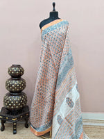Light Peach Maheshwari Silk Cotton Saree 