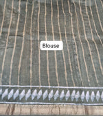 Olive Green Maheshwari Silk Cotton Saree blouse