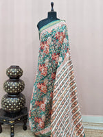 Teal Green Maheshwari Silk Cotton Saree 