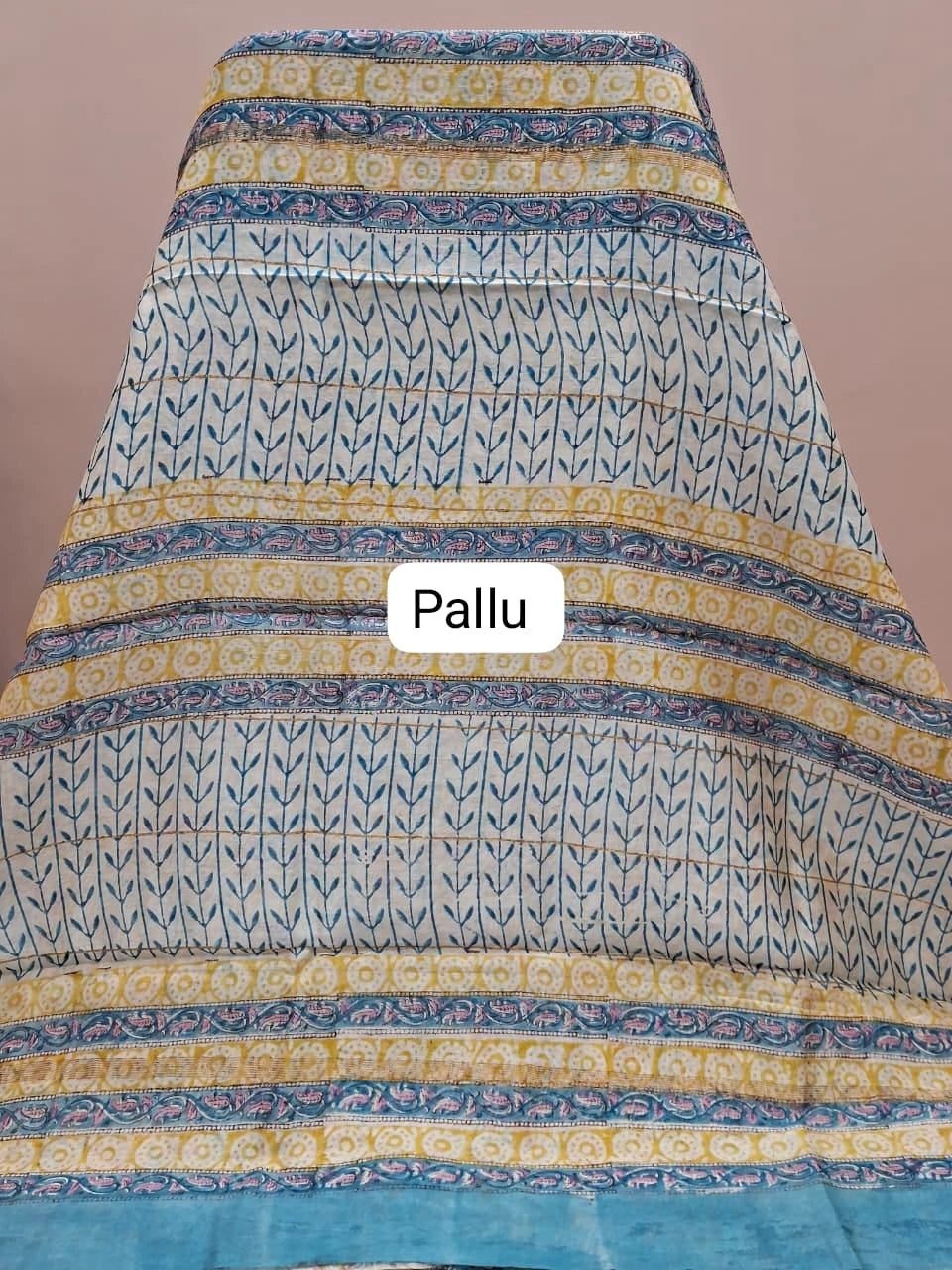 Baby blue Maheshwari Silk Cotton Saree pallu