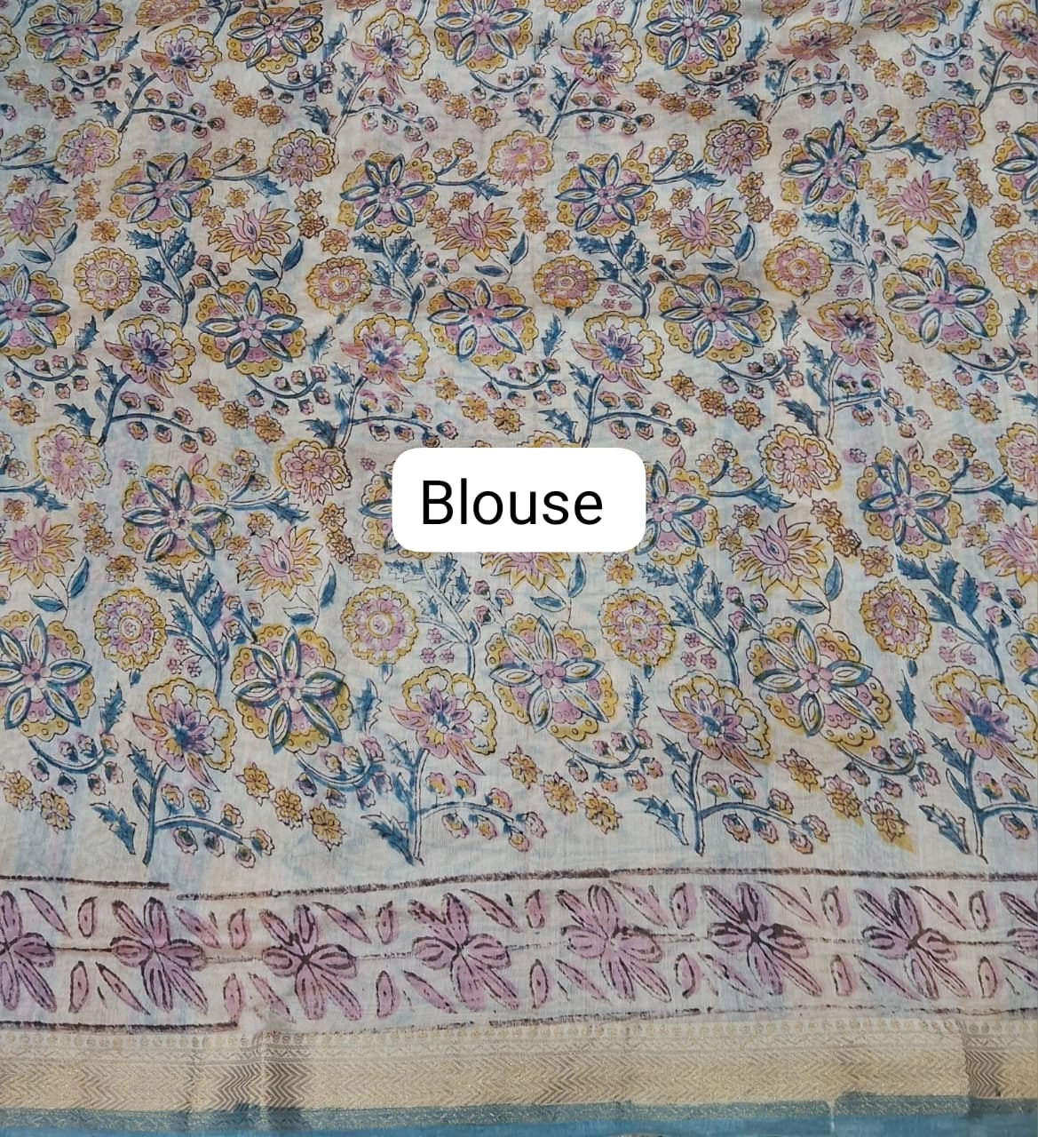 Baby blue Maheshwari Silk Cotton Saree blouse