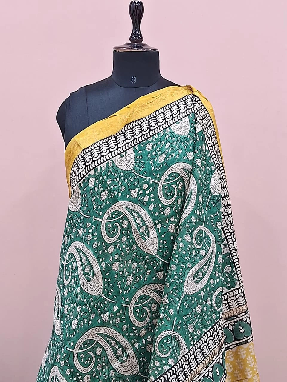 Green Maheshwari Silk Cotton Saree 1